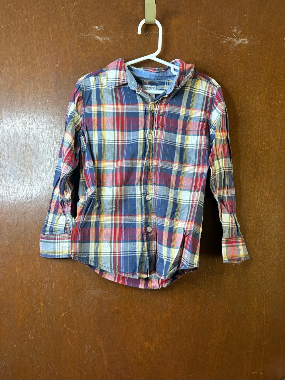 Boys Plaid Button-Up Shirt in Red & Blue - Classic Casual